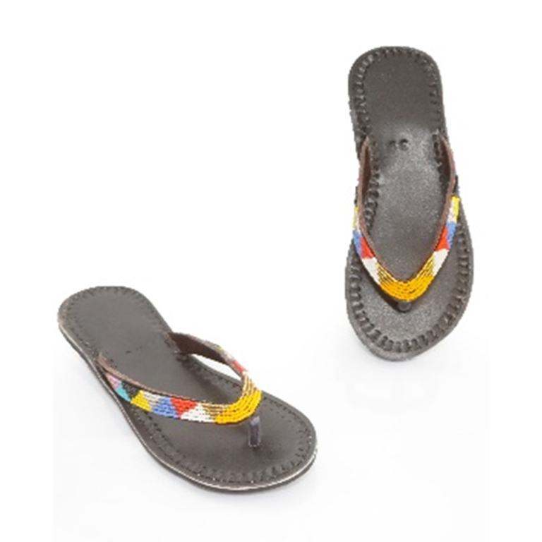 Natural Slipers Beaded Sandals